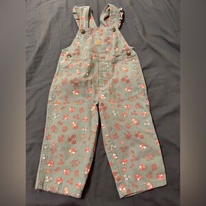 Carhartt Baby Girl Floral Overalls 2T 100% Cotton
